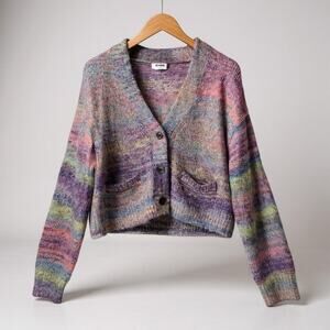 Re/Done ’90s Crop Oversized Cardigan Purple Space Dye - Size Medium